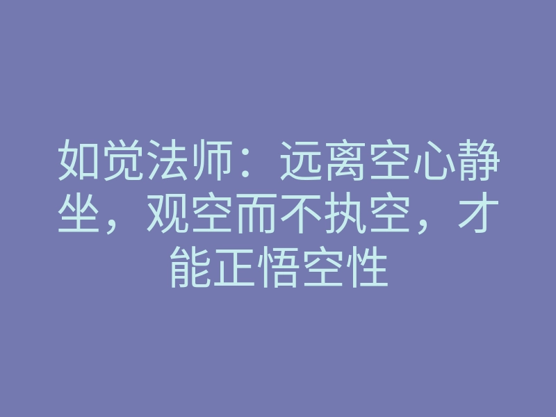 如觉法师：远离空心静坐，观空而不执空，才能正悟空性