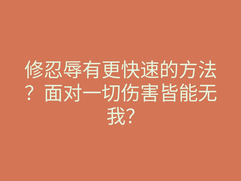 修忍辱有更快速的方法?面对一切伤害皆能无我?