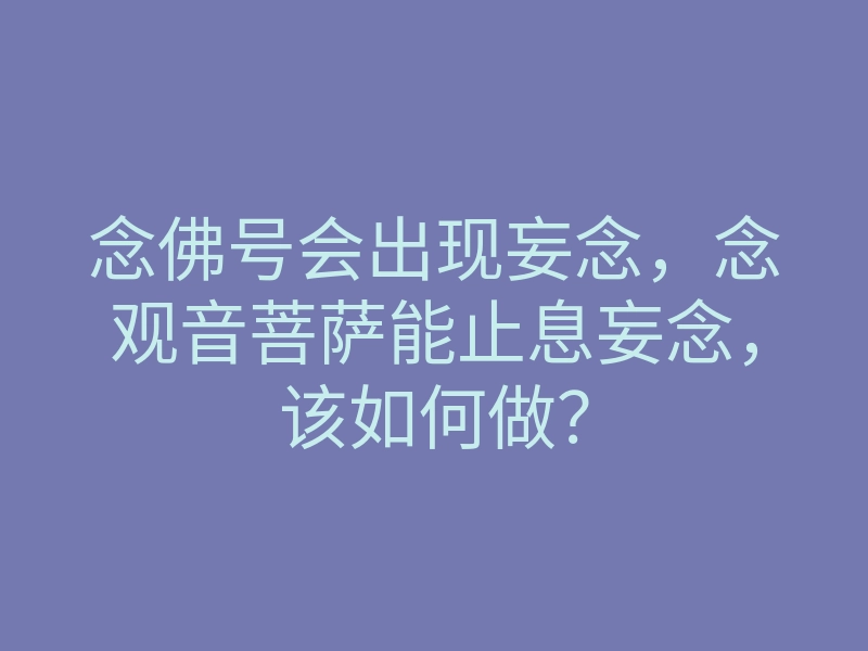 念佛号会出现妄念,念观音菩萨能止息妄念,该如何做?