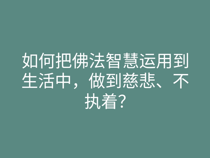 如何把佛法智慧运用到生活中,做到慈悲、不执着?
