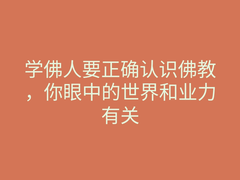 学佛人要正确认识佛教，你眼中的世界和业力有关