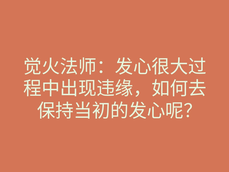 觉火法师:发心很大过程中出现违缘,如何去保持当初的发心呢?