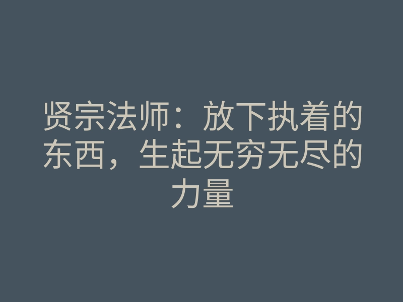 贤宗法师:放下执着的东西,生起无穷无尽的力量