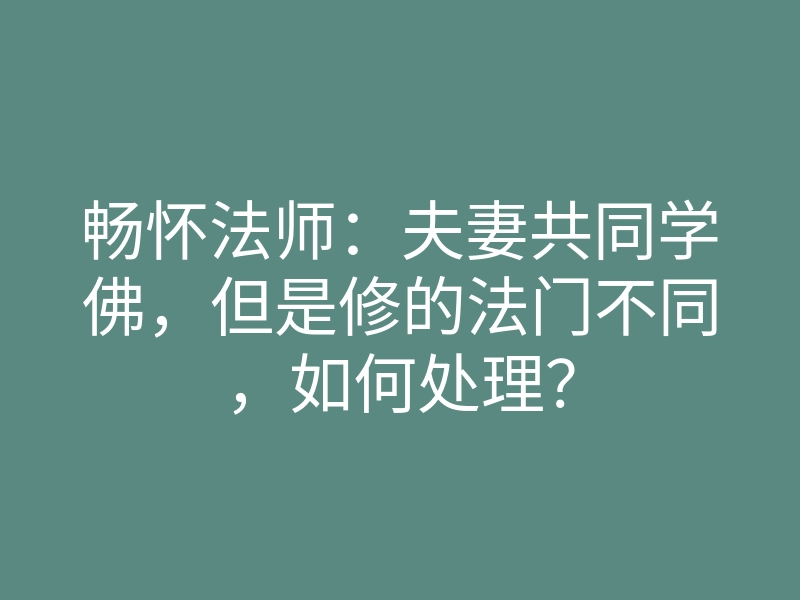 畅怀法师:夫妻共同学佛,但是修的法门不同,如何处理?