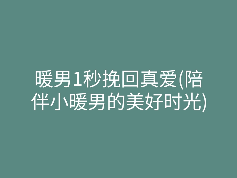 暖男1秒挽回真爱(陪伴小暖男的美好时光)