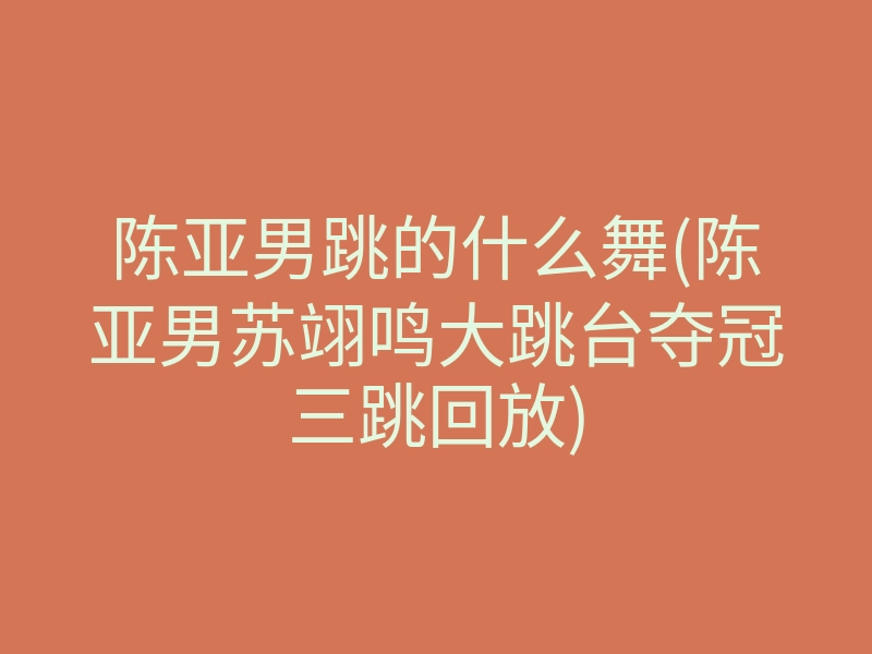 陈亚男跳的什么舞(陈亚男苏翊鸣大跳台夺冠三跳回放)