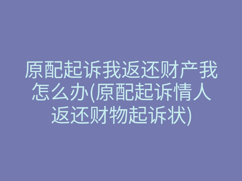 原配起诉我返还财产我怎么办(原配起诉情人返还财物起诉状)