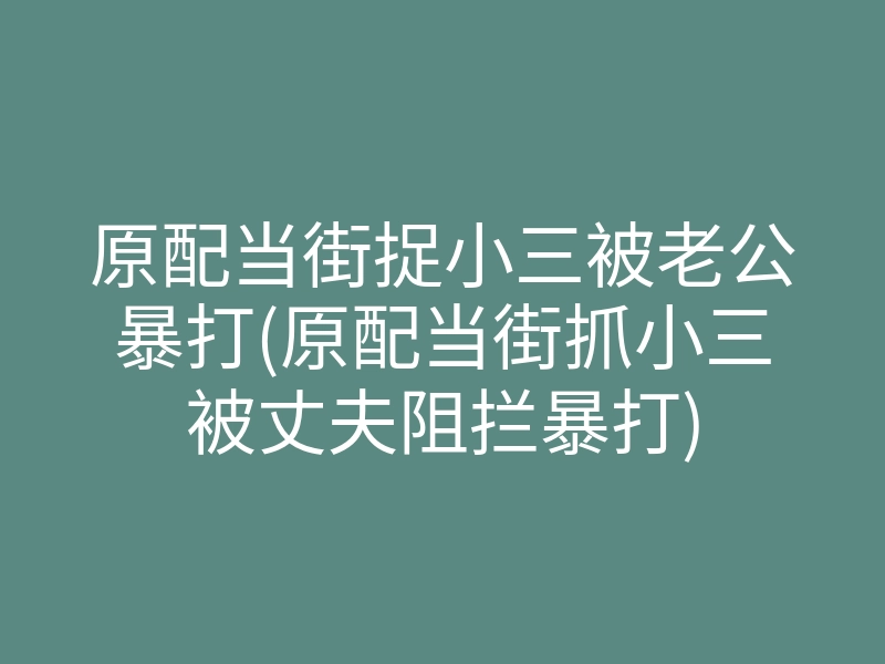 原配当街捉小三被老公暴打(原配当街抓小三被丈夫阻拦暴打)