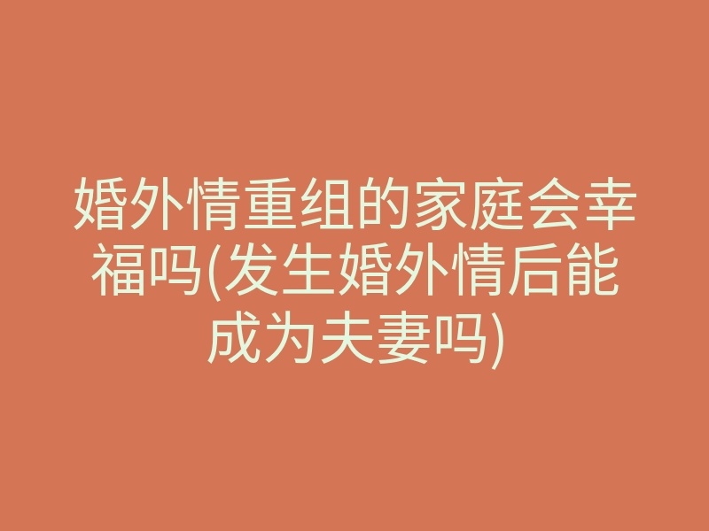 婚外情重组的家庭会幸福吗(发生婚外情后能成为夫妻吗)