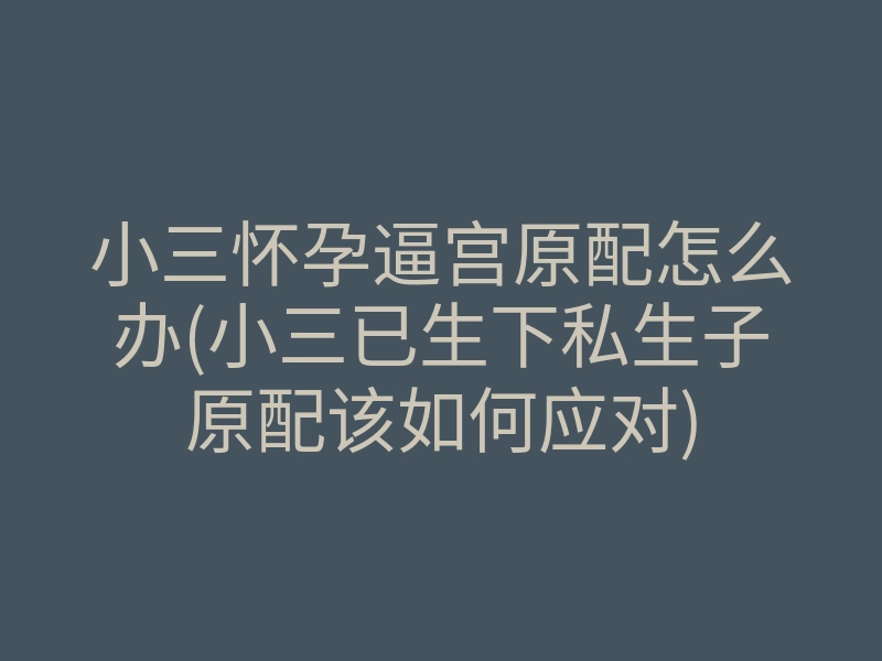 小三怀孕逼宫原配怎么办(小三已生下私生子原配该如何应对)