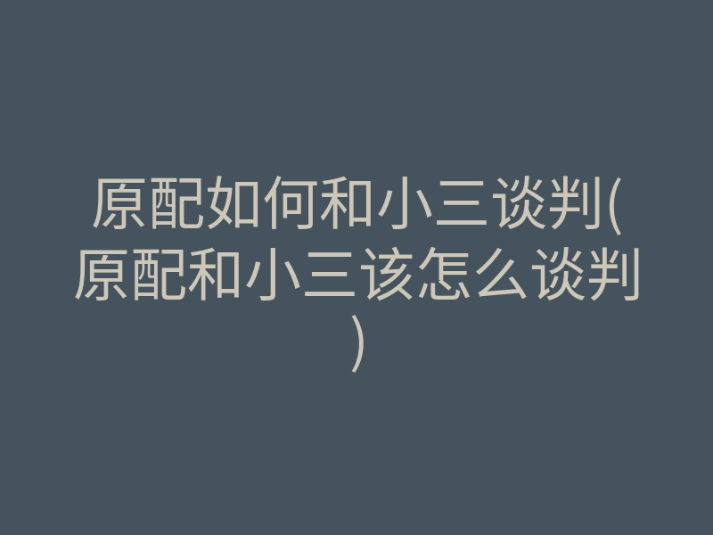 原配如何和小三谈判(原配和小三该怎么谈判)