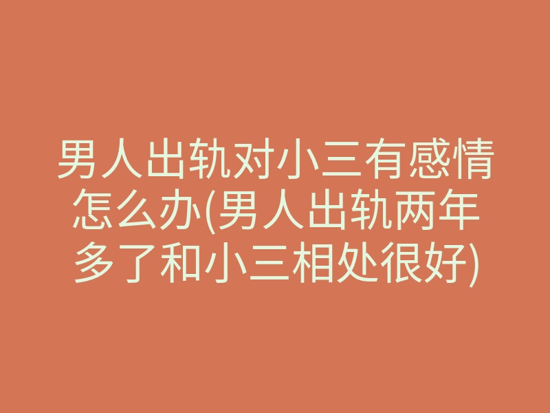 男人出轨对小三有感情怎么办(男人出轨两年多了和小三相处很好)