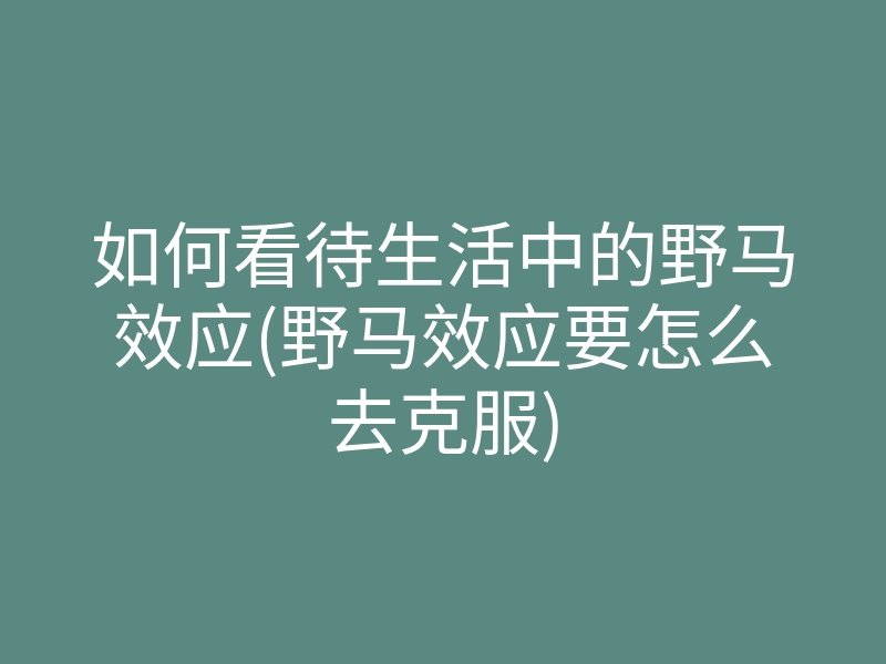 如何看待生活中的野马效应(野马效应要怎么去克服)