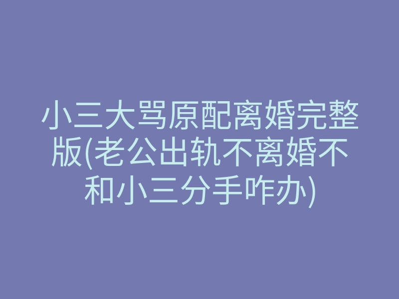小三大骂原配离婚完整版(老公出轨不离婚不和小三分手咋办)