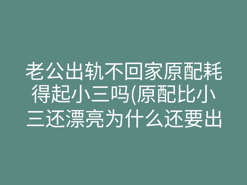 老公出轨不回家原配耗得起小三吗(原配比小三还漂亮为什么还要出轨)
