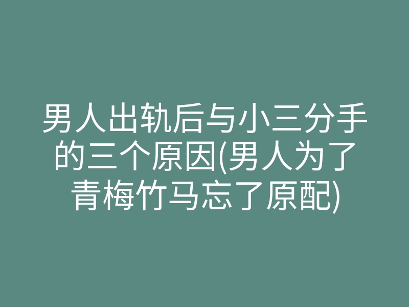 男人出轨后与小三分手的三个原因(男人为了青梅竹马忘了原配)