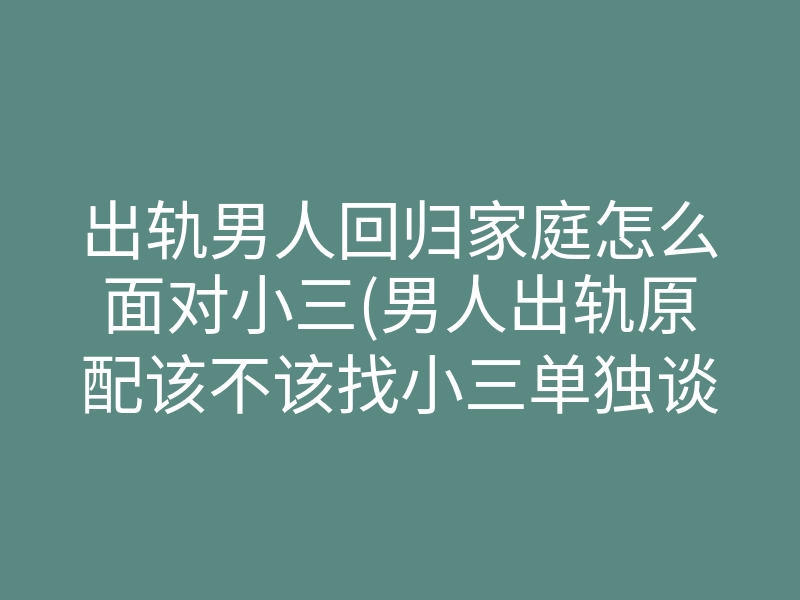 出轨男人回归家庭怎么面对小三(男人出轨原配该不该找小三单独谈)