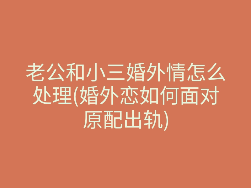 老公和小三婚外情怎么处理(婚外恋如何面对原配出轨)