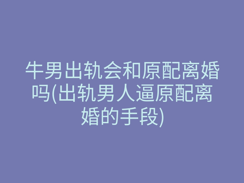 牛男出轨会和原配离婚吗(出轨男人逼原配离婚的手段)