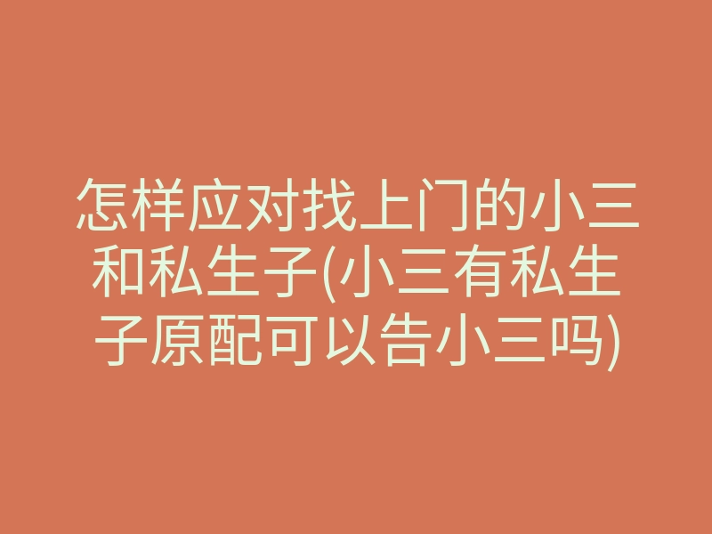 怎样应对找上门的小三和私生子(小三有私生子原配可以告小三吗)
