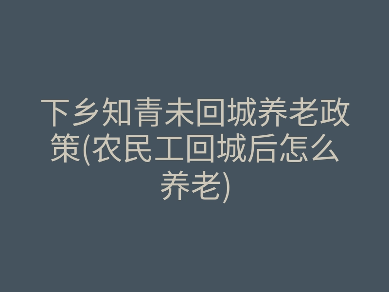 下乡知青未回城养老政策(农民工回城后怎么养老)
