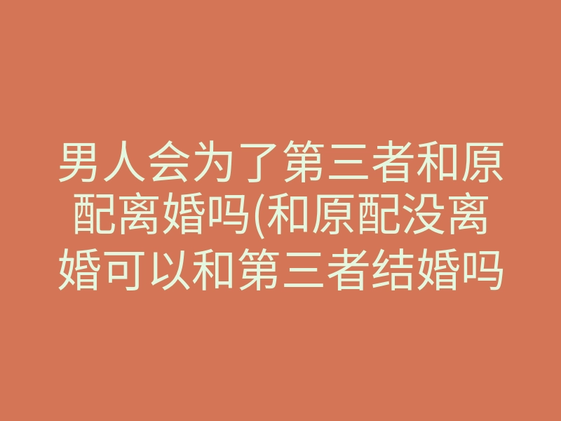 男人会为了第三者和原配离婚吗(和原配没离婚可以和第三者结婚吗)