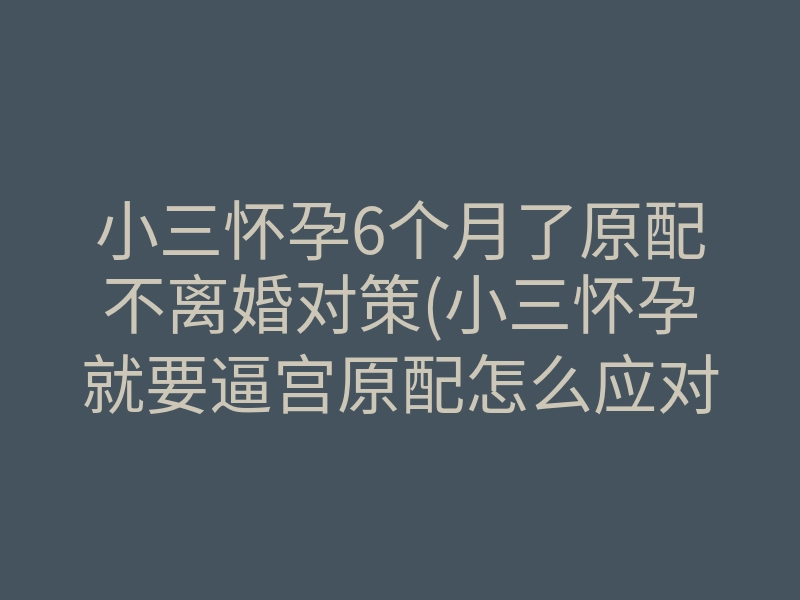 小三怀孕6个月了原配不离婚对策(小三怀孕就要逼宫原配怎么应对)