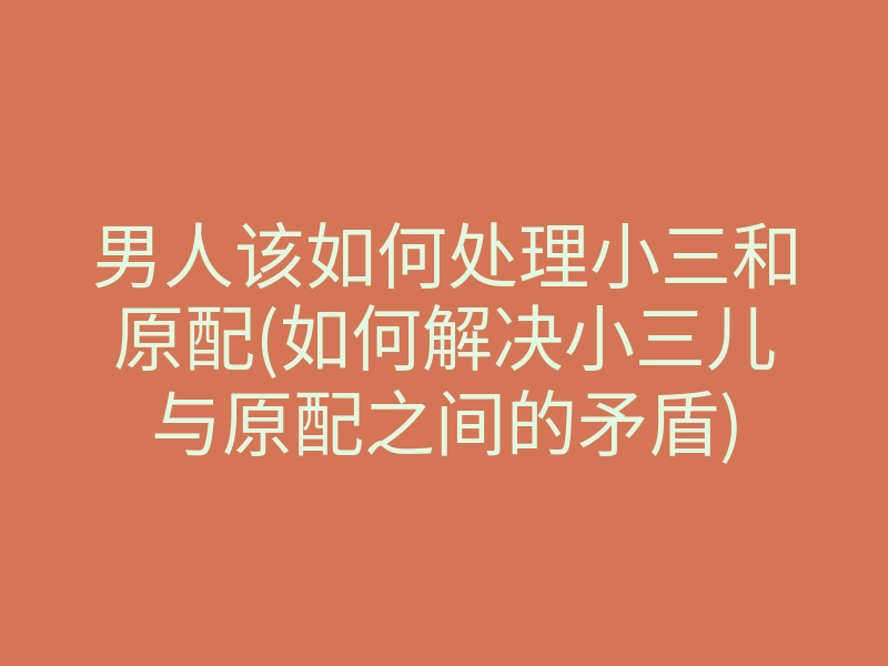 男人该如何处理小三和原配(如何解决小三儿与原配之间的矛盾)