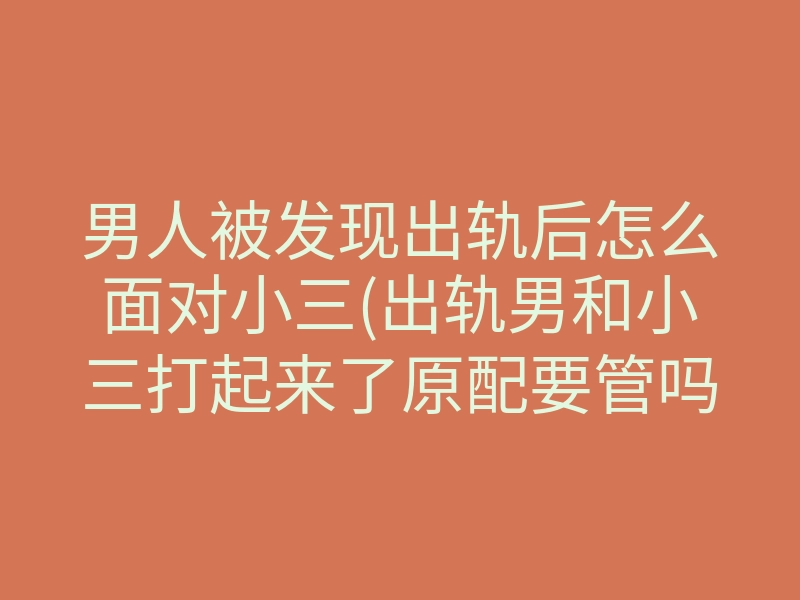男人被发现出轨后怎么面对小三(出轨男和小三打起来了原配要管吗)