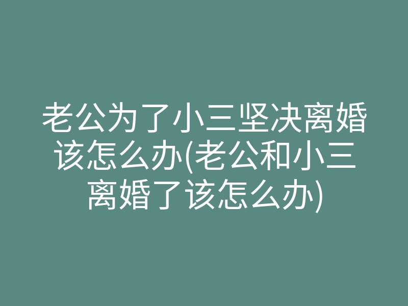 老公为了小三坚决离婚该怎么办(老公和小三离婚了该怎么办)