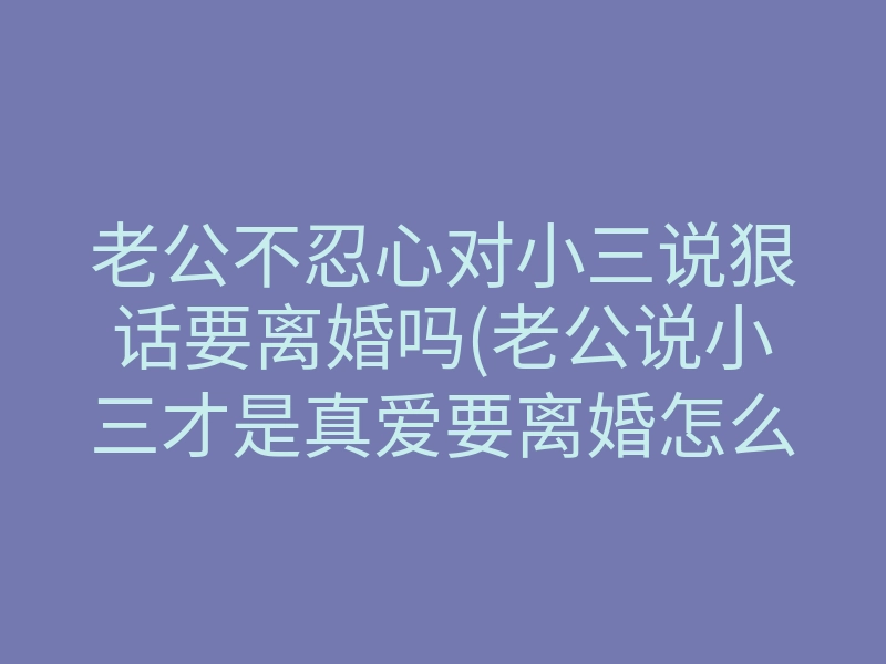 老公不忍心对小三说狠话要离婚吗(老公说小三才是真爱要离婚怎么办)