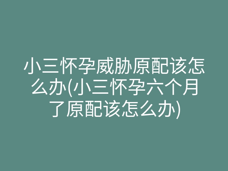 小三怀孕威胁原配该怎么办(小三怀孕六个月了原配该怎么办)