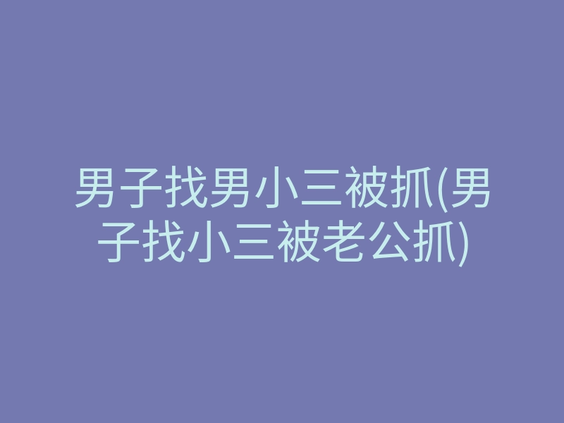 男子找男小三被抓(男子找小三被老公抓)