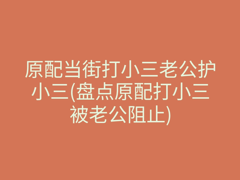 原配当街打小三老公护小三(盘点原配打小三被老公阻止)