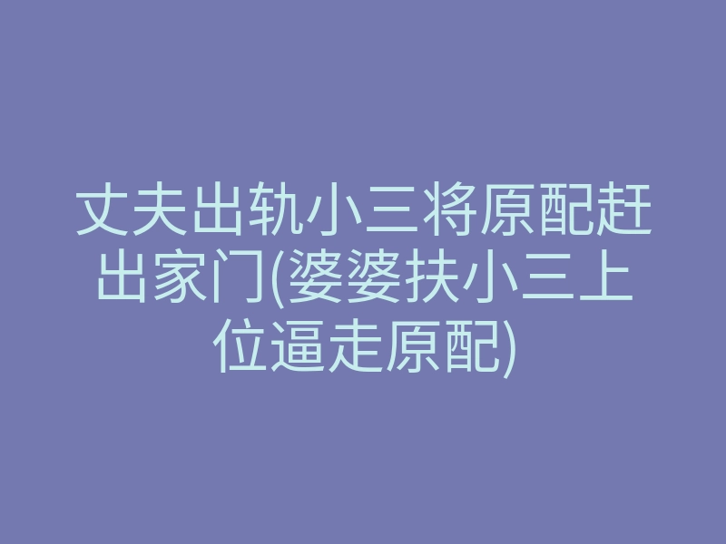丈夫出轨小三将原配赶出家门(婆婆扶小三上位逼走原配)