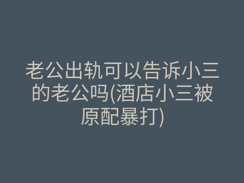 老公出轨可以告诉小三的老公吗(酒店小三被原配暴打)