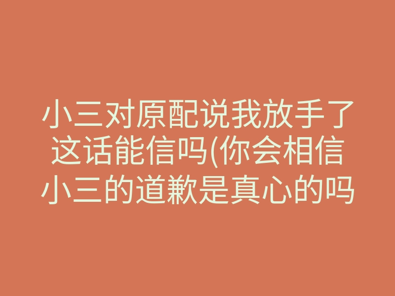 小三对原配说我放手了这话能信吗(你会相信小三的道歉是真心的吗)