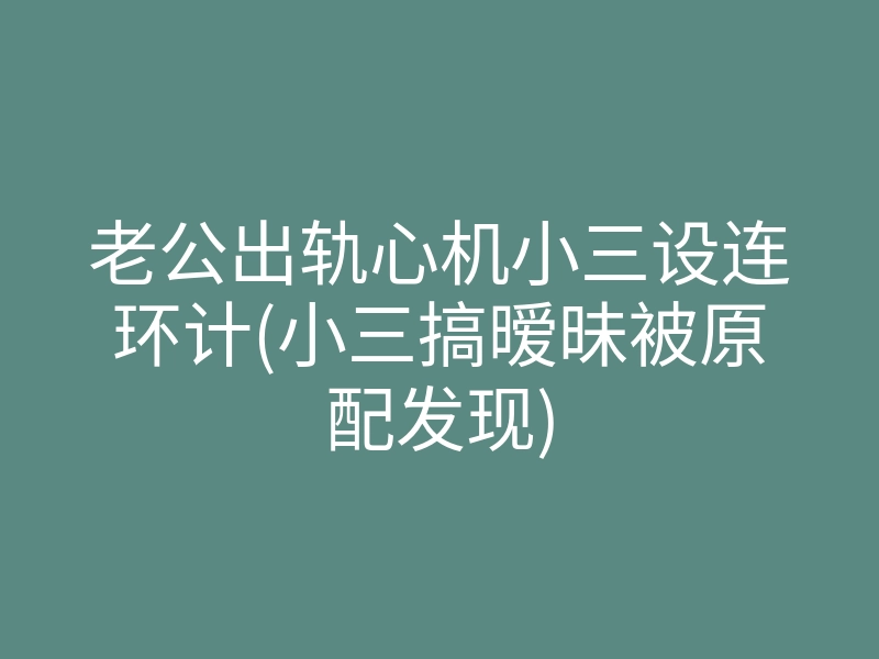 老公出轨心机小三设连环计(小三搞暧昧被原配发现)