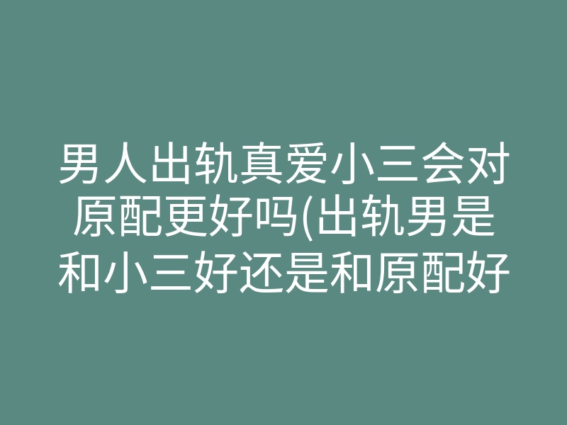 男人出轨真爱小三会对原配更好吗(出轨男是和小三好还是和原配好)