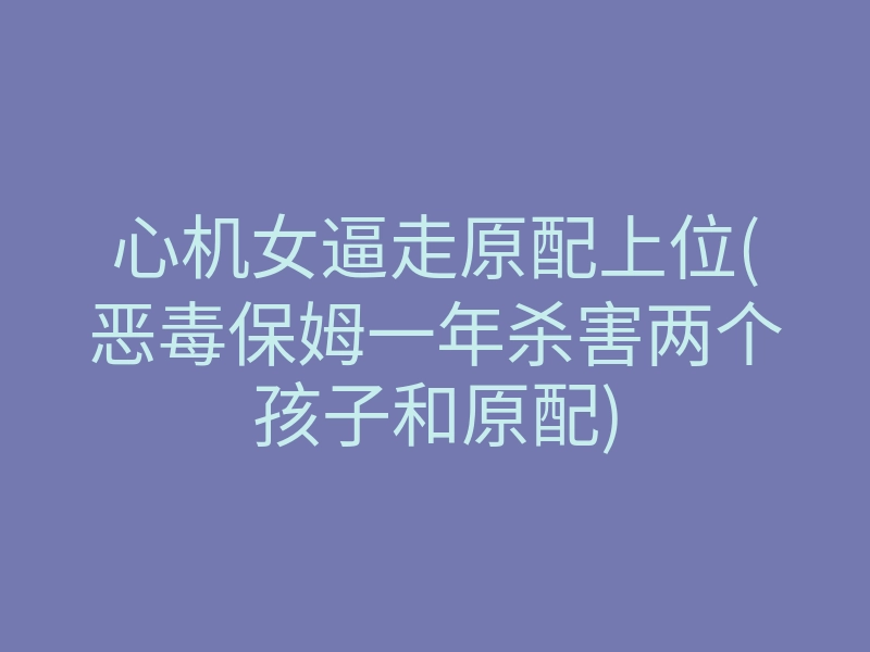 心机女逼走原配上位(恶毒保姆一年杀害两个孩子和原配)