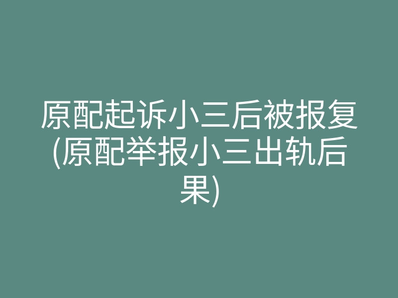 原配起诉小三后被报复(原配举报小三出轨后果)
