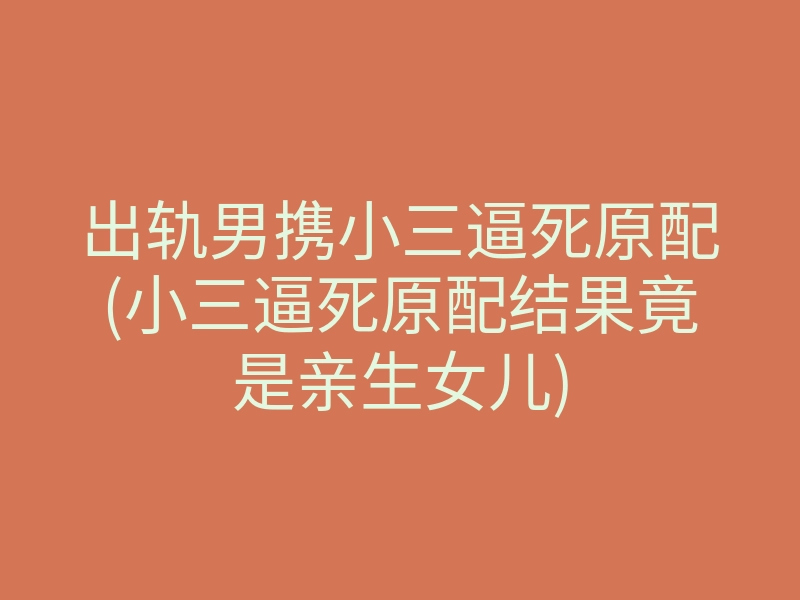 出轨男携小三逼死原配(小三逼死原配结果竟是亲生女儿)