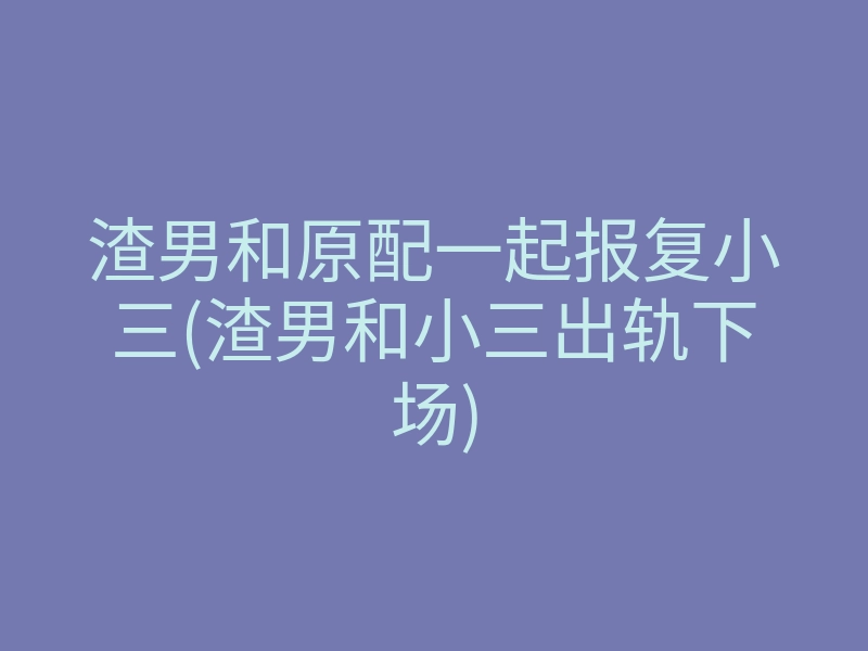 渣男和原配一起报复小三(渣男和小三出轨下场)