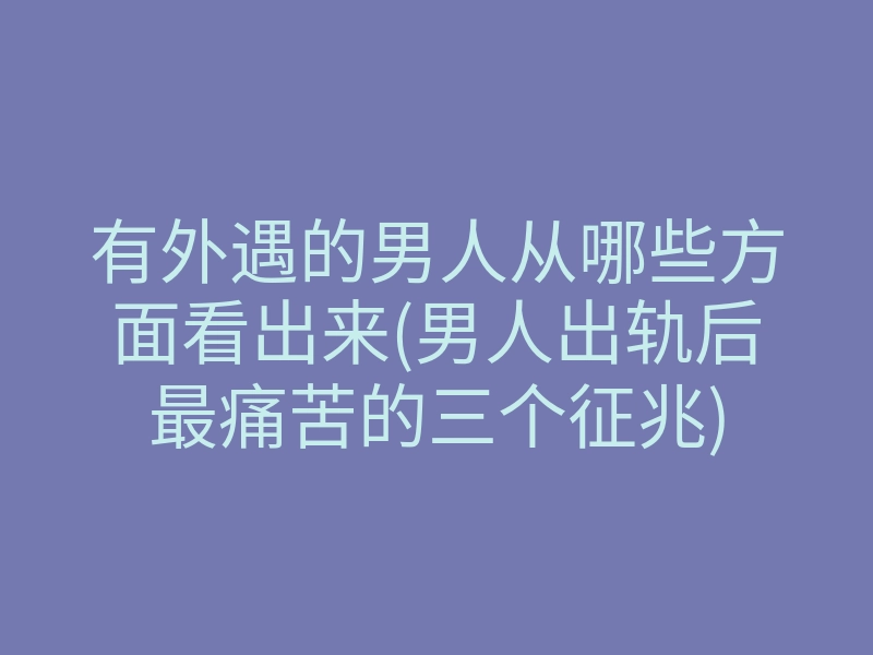 有外遇的男人从哪些方面看出来(男人出轨后最痛苦的三个征兆)
