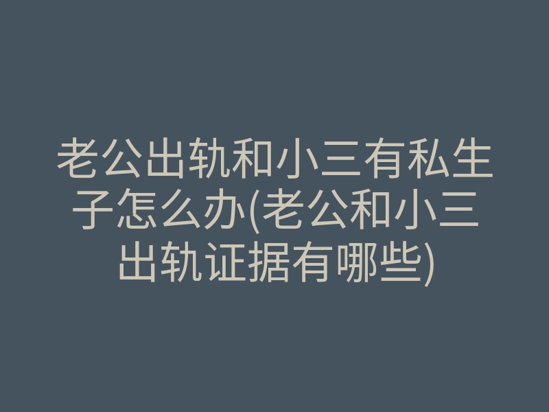老公出轨和小三有私生子怎么办(老公和小三出轨证据有哪些)