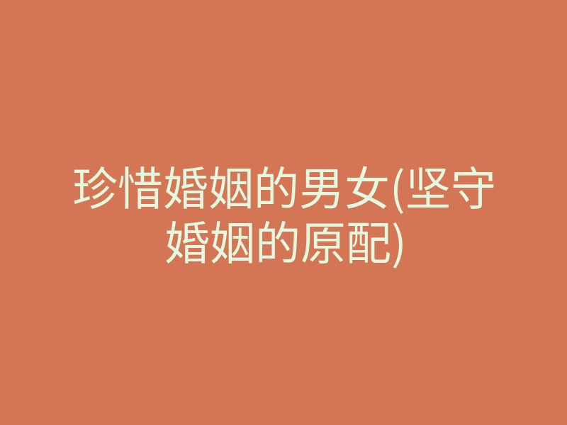 珍惜婚姻的男女(坚守婚姻的原配)