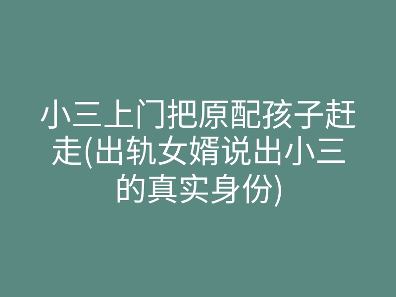 小三上门把原配孩子赶走(出轨女婿说出小三的真实身份)