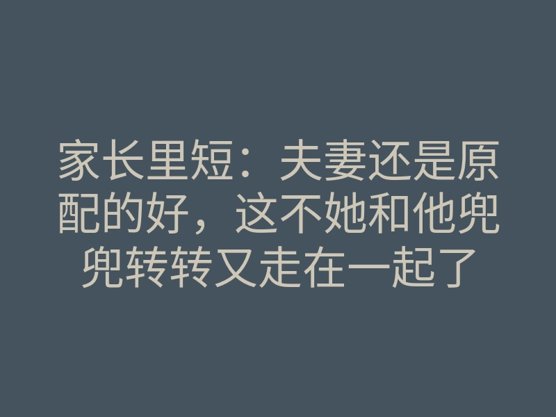 家长里短:夫妻还是原配的好,这不她和他兜兜转转又走在一起了