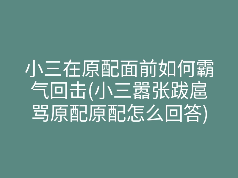 小三在原配面前如何霸气回击(小三嚣张跋扈骂原配原配怎么回答)