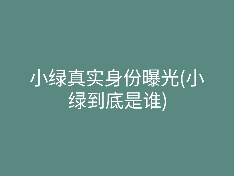 小绿真实身份曝光(小绿到底是谁)